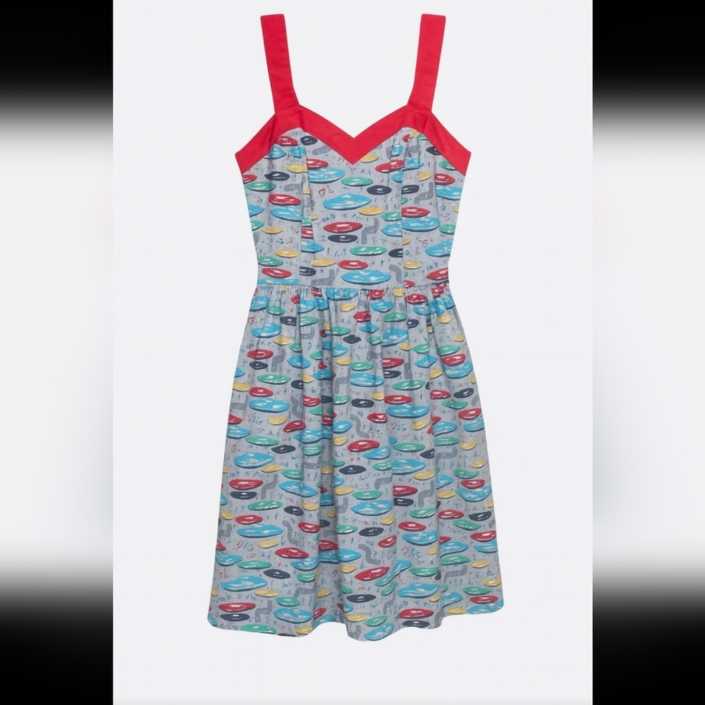 Bea & Dot by ModCloth‎ RETRO STRAP DRESS RECORDS MADE IN USA 100%COTTON S…